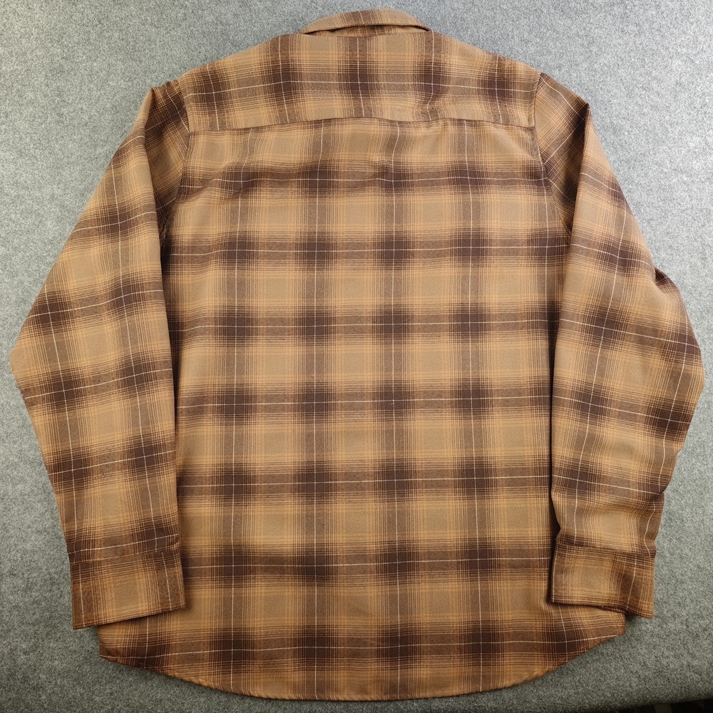 Dixxon Flannel Co Shirt Mens XL Form & Function Brown Plaid Pearl Snap Pockets - Picture 12 of 13